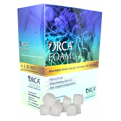 [OF-101010] ORCA Foam, Porcine Gelatin Hemostatic Sponges, 10mm x 10mm x 10mm, 32/bx