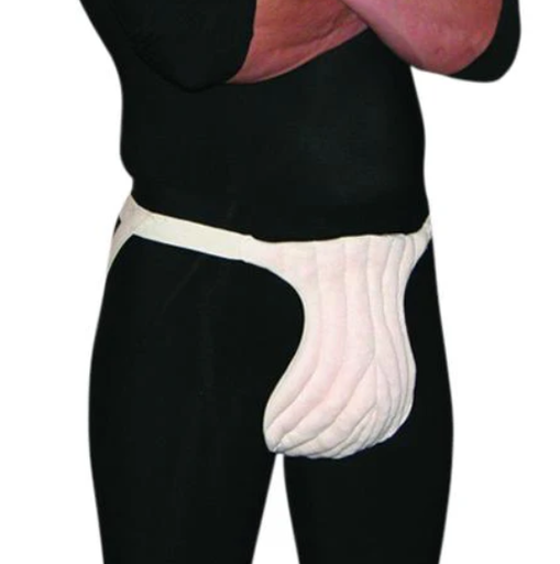 [43154] JoviPak Male Genital Pad w/Straps, Lg, Power Dry, Buff, 1/pr