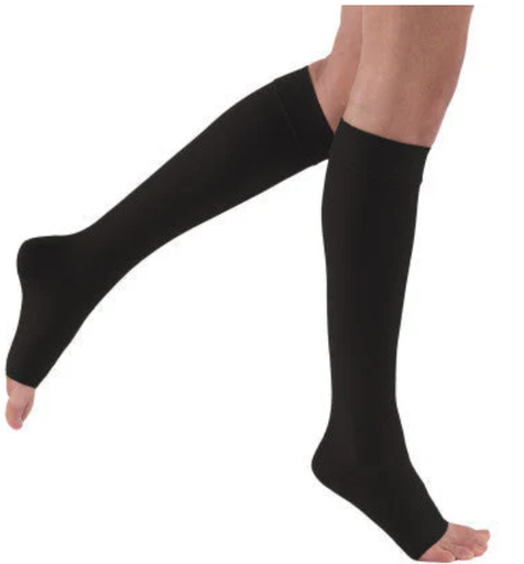 [7864909] Compression Knee High, 15-20mmhg, Open Toe, XL, Petite, Black, 1/pr