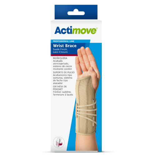 [7571672] Actimove Suede Finish Wrist Brace, Right, Beige, Med