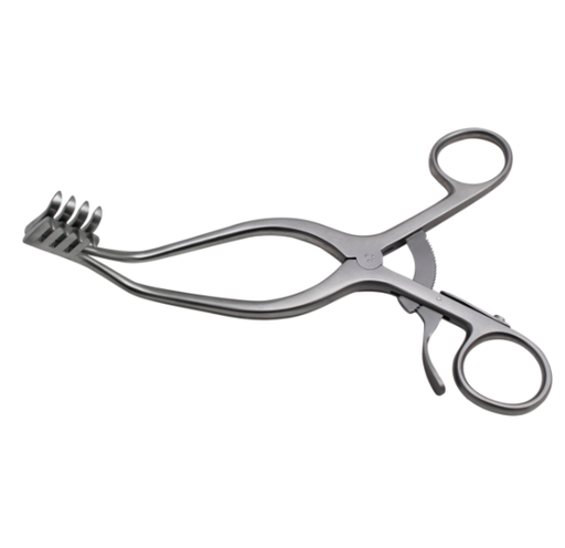 [50-1181] Retractor, Adson, Cerebellar, 4" x 4", Sharp Prongs, Straight Shaft