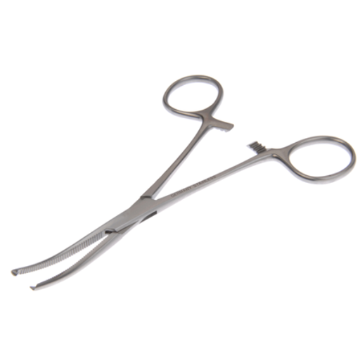 [15-2114] Symmetry Forceps, Kocher Baby, Curved, Delicate, 1x2 Teeth, 5-1/2", 139 mm