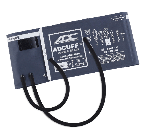 [8451-11an-2] ADCUFF® +, 1-Piece Cuff, 2 Tube, Adult, Navy, Latex Free