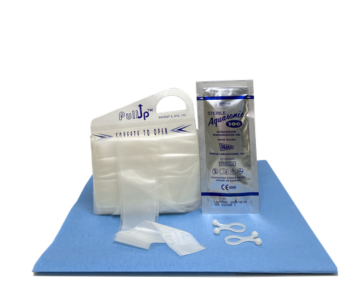 [1-519-2016] PullUp Probe Cover w/Form-Fit Tip, Sterile Gel, Clips, 5"-0.39" x 96", 10/bx