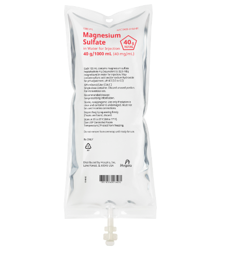 [00409316412] Magnesium Sulfate in Water for Injection, 40 mg/ml, 1000 ml Flexible Container, 12/cs