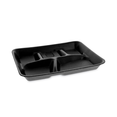 [047544] School Tray, Pactiv Evergreen, Foam, 8.25 x 10.25 x 1, Black, 5-Compartment, 500/