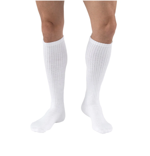[6039633] Sensifoot Diabetic Compression Knee High 8-15mmhg, White, Lg, 1/pr