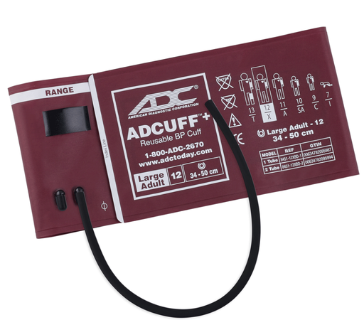 [8451-12XBD-1] ADCUFF+, 1-Piece Cuff, 1 Tube Large Adult, Burgundy, Latex-Free (LF)