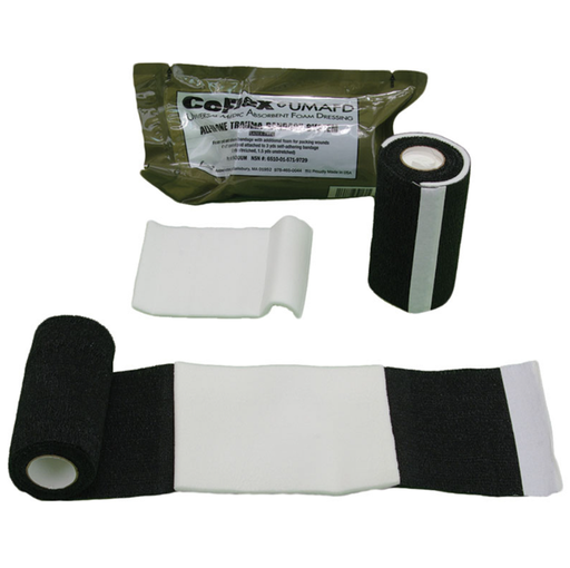 [9430UM-18] CoFlex Trauma Pressure Dressing Wrap, 4" x 3 yd, Self-Adherent Closure, Standard Compression, Black, Non-Sterile, 18 rl/cs