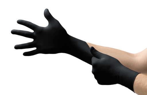 [N645] Exam Gloves, PF, Black, Textured, 2X-Large, 100/bx; 10bx/cs 
