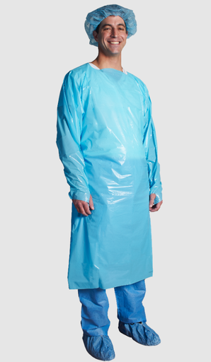 [GNT217] Gown, Polyethylene, X-Large, Universal Size, Thumbhook, Blue, 15/bg, 5 bg/cs 