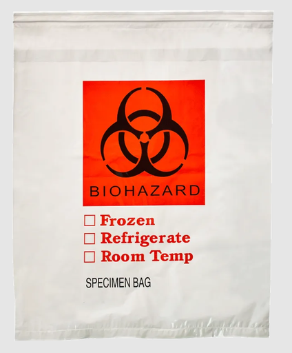 [B39] Specimen Transport Bag, Zip Lock, w/ Biohazard Symbol, 20"x24", 250/cs 
