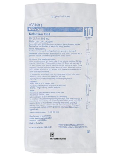 [1C8160] Solution Set, Basic with Male Luer Lock Adapter, 10 drops/ml, 69" Length, Contains DEHP, Sterile, 48/cs (Rx) 