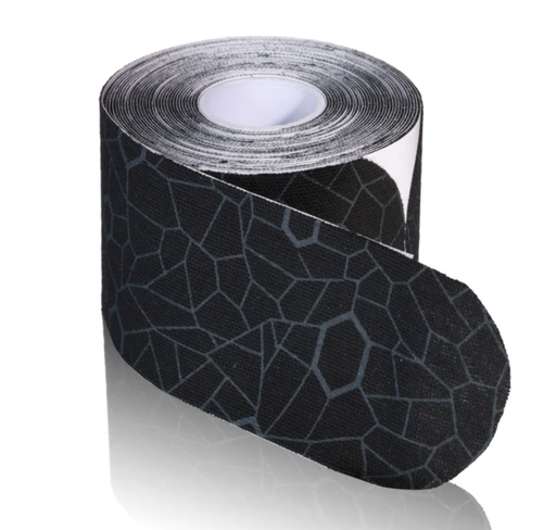 [081670512] Kinesiology Tape, Precut Roll, Dispenser Box, 2" x 10" Strips, Black/ Gray Print, Latex-Free, 20 Strips/rl, 1 rl/ea (091292) (Legacy# 12750) 