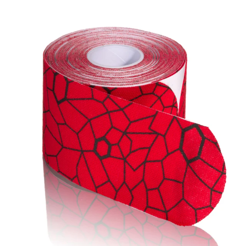 [081670561] Kinesiology Tape, Precut Roll, Dispenser Box, 2" x 10" Strips, Hot Red/ Black Print, Latex-Free, 20 Strips/rl, 1 rl/ea (091297) (Legacy# 12755) 