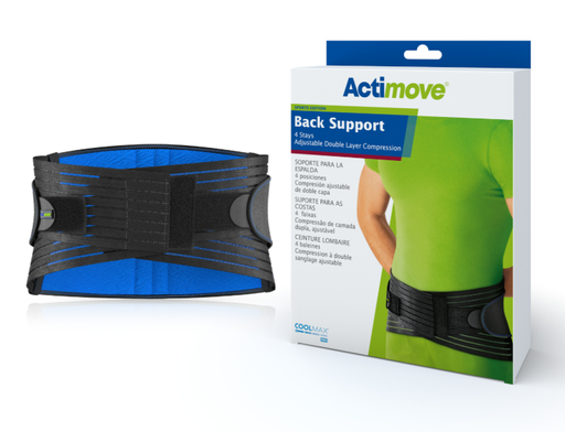 [7554125] Actimove Back Support, 4 Stays Double Layer Compression, 3X-Large, Black 