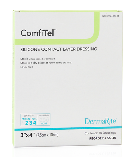 [56340] ComfiTel, Silicone Contact Layer Dressing, 3" x 4", 10/bx 