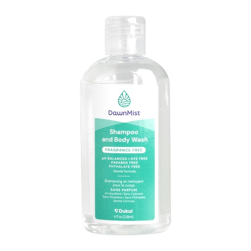 [MSF3367] DawnMist Shampoo & Body Wash, Fragrance-Free, 4 oz Bottle, 96/cs