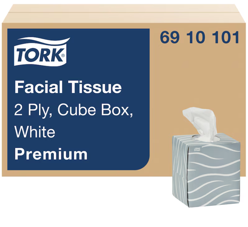 [6910101] Facial Tissue Cube Box, 2-Ply, Premium, White, 8" x 8", 86 sht/bx, 36 bx/cs (49 cs/plt)