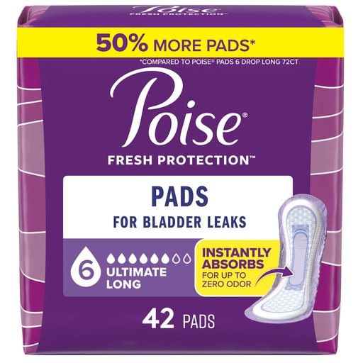 [56396] Poise Ultimate Pads, Long, 42/pk, 2 pk/cs