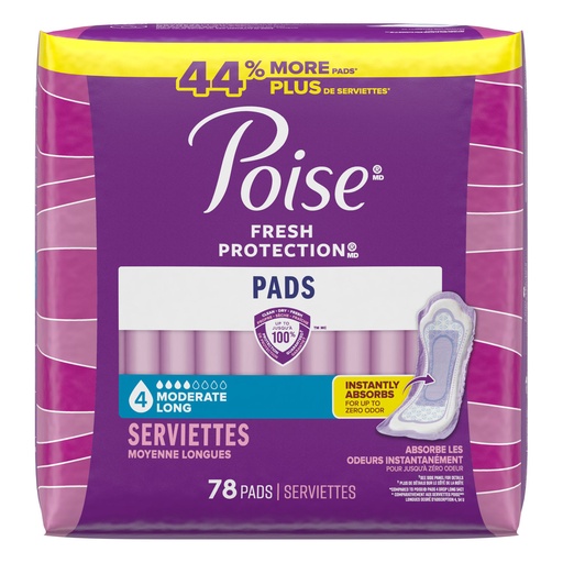 [56387] Poise Pads, Moderate, Long, 78/pk, 2 pk/cs