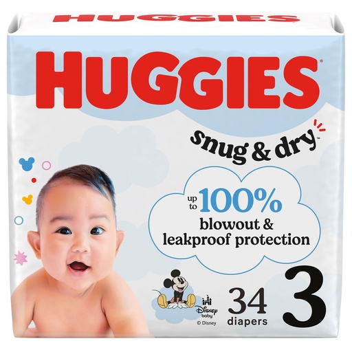 [56426] Diaper, Huggies Snug & Dry, Size 3, Jumbo Pack, 34/pk, 4 pk/cs