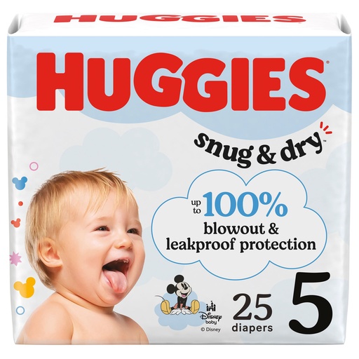 [56428] Diaper, Huggies Snug & Dry, Size 5, Jumbo Pack, 25/pk, 4 pk/cs