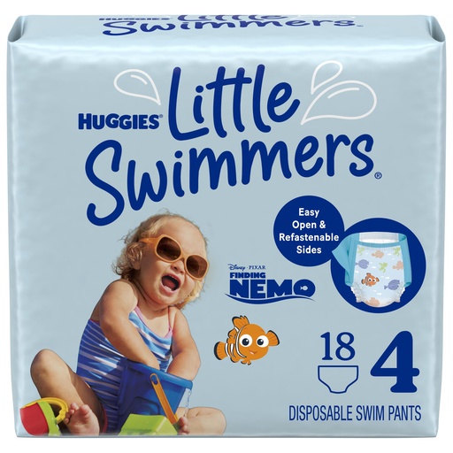 [16185] Swim Diaper, Size 4 (24-34 lbs), Disposable, 18/pk, 4 pk/cs