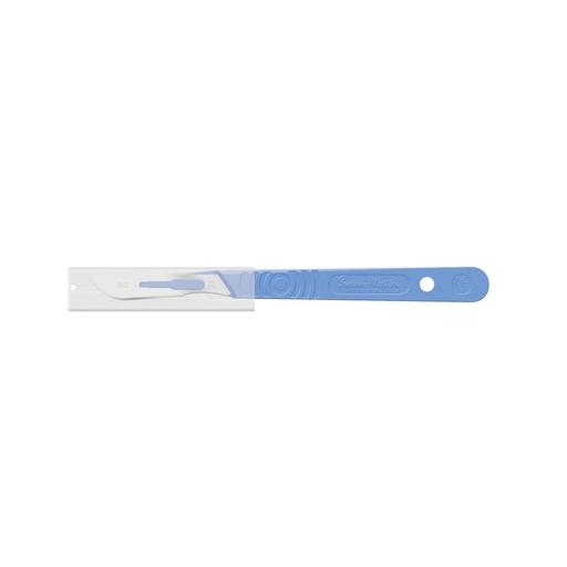 [SM6607] Scalpel, Guarded, Stainless Steel, Size 21, Blue Handle, Disposable, Sterile, 10/bx 