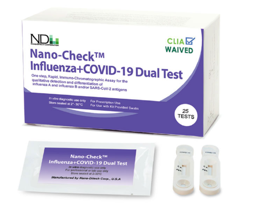 [MD8154] Nano-Check Influenze + COVID-19 Dual Test, One Step, Rapid, 25 tests/kt (Minimum Expiry Lead is 90 days) (Item is Short-Dated & Non-Returnable)