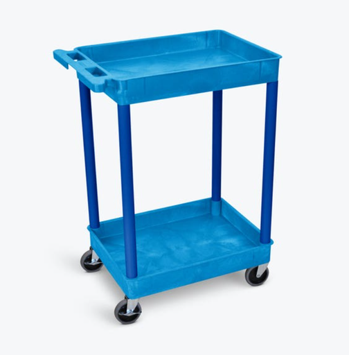 [BUSTC11BU] Luxor ENDURA 32" 2-Shelf Utility Cart, 24" W x 18" D, Blue, Tub Shelves