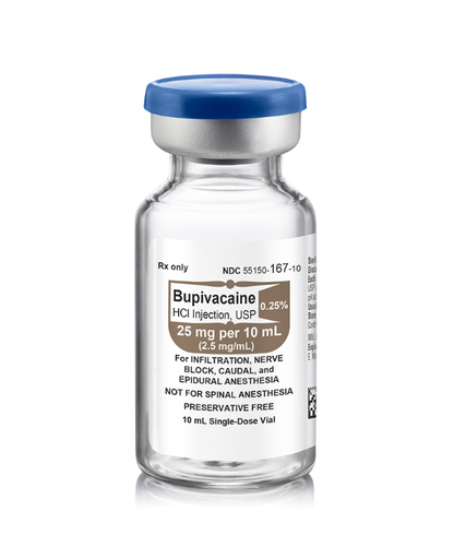 [55150-0167-10] Bupivacaine HCl Injection, USP 0.25% SDV 25mg/10ml, 25 vials/pk (Rx) 