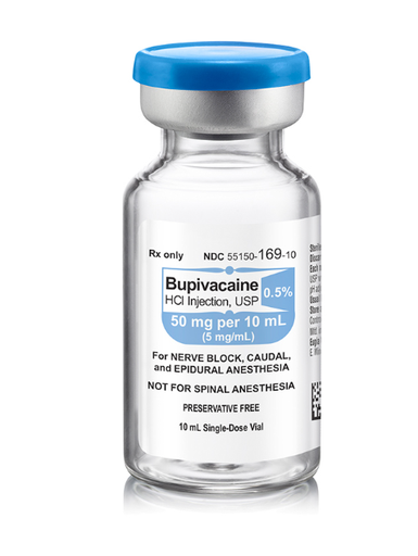 [55150-0169-10] Bupivacaine HCl Injection, USP 0.5% SDV 50mg/10ml, 25 vials/pk (Rx) 