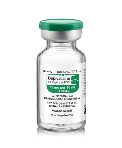 [55150-0171-10] Bupivacaine HCl Injection, USP 0.75% SDV 75mg/ 10ml, 25 vials/pk (Rx) 
