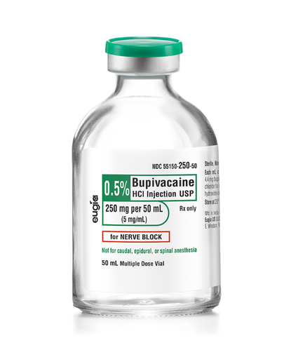 [55150-0250-50] Bupivacaine HCl Injection, USP 0.5% MDV 250mg/50ml, 25 vials/pk (Rx) 