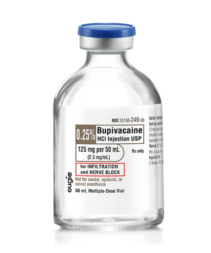 [55150-0249-50] Bupivacaine HCl Injection, USP 0.25% MDV 125mg/ 50ml, 25 vials/pk (Rx) 