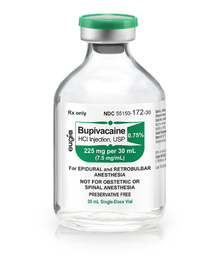[55150-0172-30] Bupivacaine HCl Injection, USP 0.75% SDV 225mg/30ml, 25 vials/pk (Rx) 