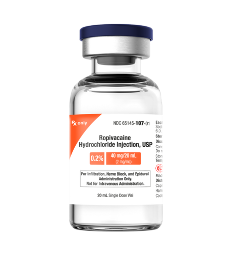 [65145010710] Ropivacaine Hydrochloride Injection, USP 0.2%, 2 mg/ml, 20 ml SDV, 10/bx (Rx) 