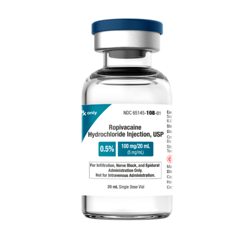 [65145010810] Ropivacaine Hydrochloride Injection, USP 0.5%, 5 mg/ml, 20 ml SDV, 10/bx (Rx) 