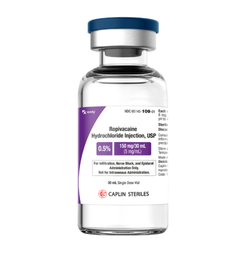 [65145010910] Ropivacaine Hydrochloride Injection, USP 0.5%, 5 mg/ml, 30 ml SDV, 10/bx (Rx) 