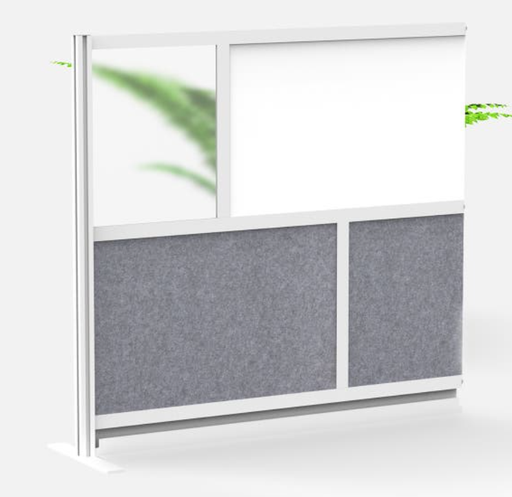[MW-5348-XWCG] Luxor Workflow Modular Wall Room Divider System, Silver Frame, 53" x 48" Add On Wall w/Whiteboard