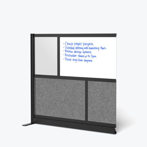 [MW-5348-XWCGB] Luxor Workflow Modular Wall Room Divider System, Black Frame, 53" x 48" Add On Wall w/Whiteboard