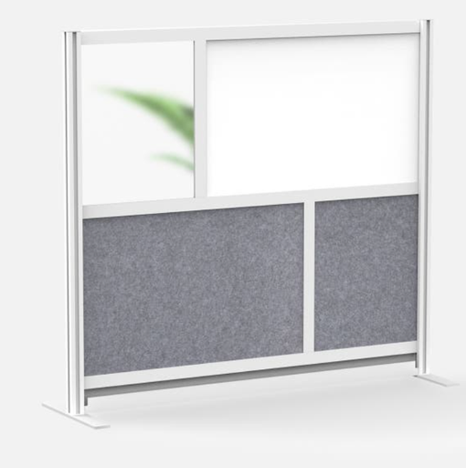 [MW-5348-FWCG] Luxor Workflow Modular Wall Room Divider System, Silver Frame, 53" x 48" Starter Wall w/Whiteboard