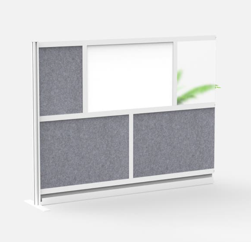[MW-7048-XWCG] Luxor Workflow Modular Wall Room Divider System, Silver Frame, 70" x 48" Add On Wall w/Whiteboard