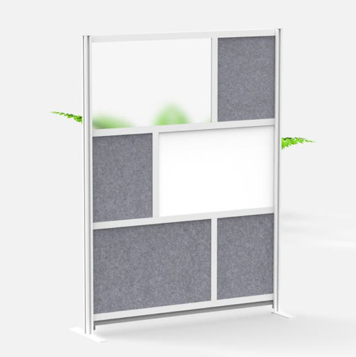 [MW-5370-FWCG] Luxor Workflow Modular Wall Room Divider System, Silver Frame, 53" x 70" Starter Wall w/Whiteboard