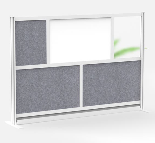 [MW-7048-FWCG] Luxor Workflow Modular Wall Room Divider System, Silver Frame, 70" x 48" Starter Wall w/Whiteboard