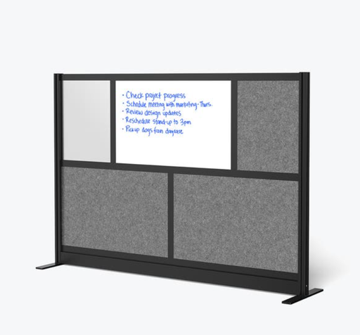 [MW-7048-FWCGB] Luxor Workflow Modular Wall Room Divider System, Black Frame, 70" x 48" Starter Wall w/Whiteboard