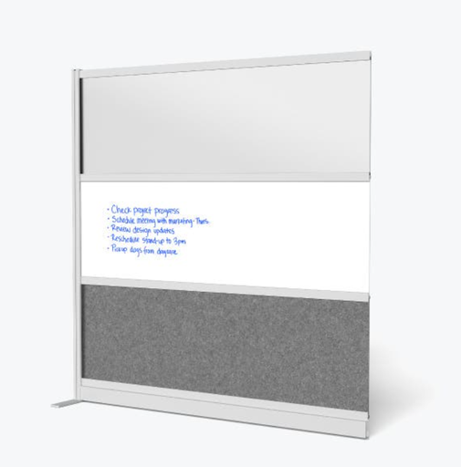 [MW-7070-XWCGWG] Luxor Workflow Modular Wall Room Divider System, Silver Frame, 70" x 70" Wide Panel Add On Wall w/Whiteboard 