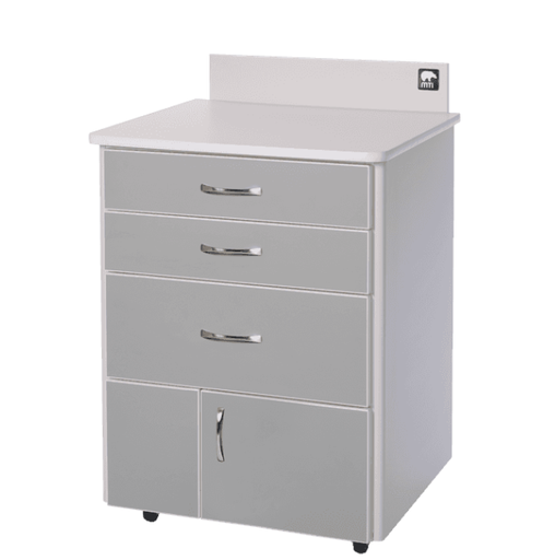 [MTC-ASG-203] MTI MTC-ASG Mobile Cabinet, 3-Drawer, 2-Door, w/Locks, Trim-White 