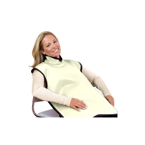 [75051NL-43] Flow Adult Bib Apron w/Collar, Lead Free, Antimicrobial Beige